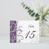 paarse stijlvolle Tafelnummers briefkaarten (Staand voorkant)