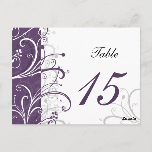 paarse stijlvolle Tafelnummers briefkaarten (Achterkant)