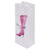 Paarse stiletto hiel op maat gemaakt wijn cadeautas (Achterkant Gekanteld)