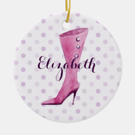 Paarse stiletto hiel op maat gesneden keramisch ornament