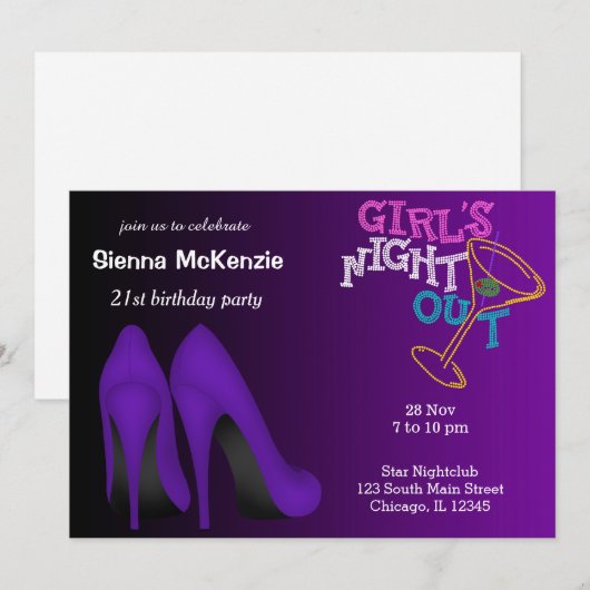 Paarse Stilettos-verjaardag Kaart (Voorkant / Achterkant)