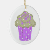 Paarse Stip Cupcake Keramisch Ornament (Rechts)