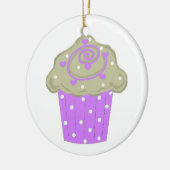 Paarse Stip Cupcake Keramisch Ornament (Links)