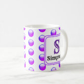 Paarse Stip Monogram Initiaal en Naam Koffiemok (Voorkant rechts)