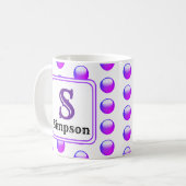 Paarse Stip Monogram Initiaal en Naam Koffiemok (Voorkant links)
