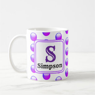 Paarse Stip Monogram Initiaal en Naam Koffiemok