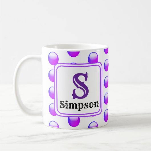 Paarse Stip Monogram Initiaal en Naam Koffiemok (Links)