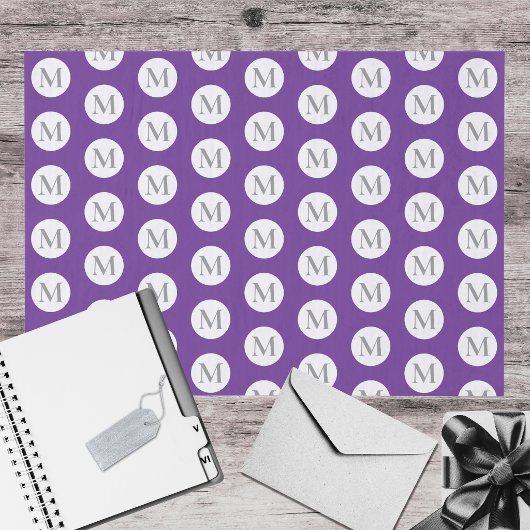 Paarse Stip Monogram Tissuepapier