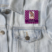 Paarse stip vierkante button 5,1 cm (In situ)