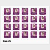 Paarse stip vierkante sticker (Vel)
