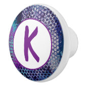 Paarse Stippen Abstract Monogram Keramische Knop (Rechts)