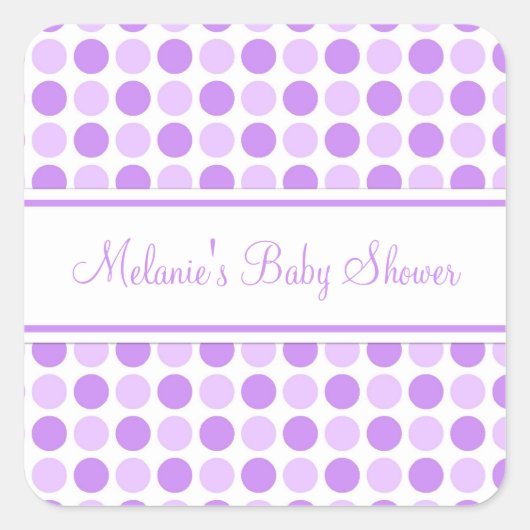 Paarse Stippen Baby shower gunst Stickers (Voorkant)
