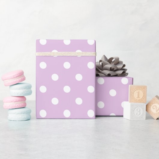 Paarse Stippen Cadeaupapier (Baby Shower)