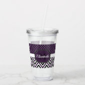 Paarse Stippen en Chevrons Acryl Drinkbeker (Achterkant)