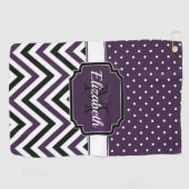 Paarse Stippen en Chevrons Golfhanddoek (Horizontaal)