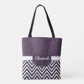 Paarse Stippen en Chevrons Tote Bag (Achterkant)