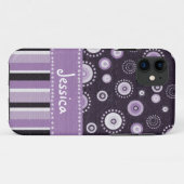 Paarse Stippen en strips Case-Mate iPhone Case (Achterkant (horizontaal))
