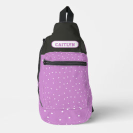 Paarse Stippen en strips Sling Bag