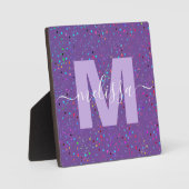Paarse stippen Gepersonaliseerd monogram Fotoplaat (Voorkant)