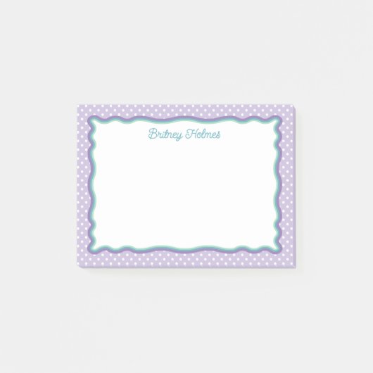 Paarse Stippen & Golfjes Frame Voeg Naam Toe Post-it® Notes (Voorkant)