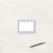 Paarse Stippen & Golfjes Frame Voeg Naam Toe Post-it® Notes (Op bureau)
