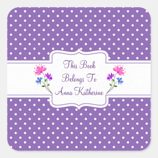  Paarse Stippen land chique boekenplaat / Sticker (Voorkant)