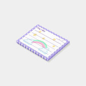 Paarse stippen, moppige sterren en regenbogen 10 c post-it® notes (Schuin)