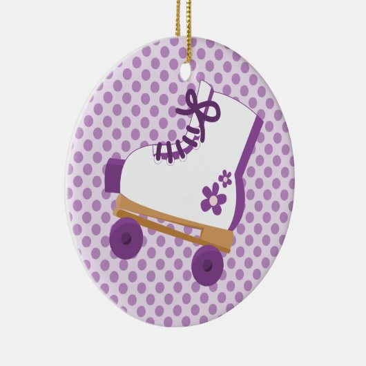 Paarse Stippen Roller Schaats Birthday Ornament (Rechts)