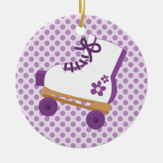 Paarse Stippen Roller Schaats Birthday Ornament