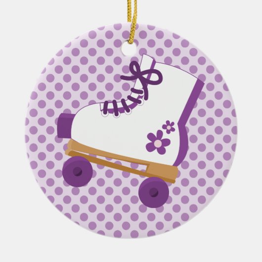 Paarse Stippen Roller Schaats Birthday Ornament (Voorkant)