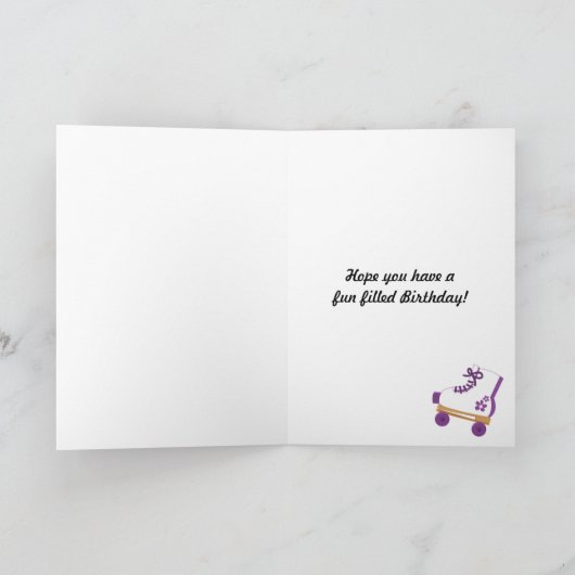 Paarse Stippen Roller Schaats Verjaardag Kaart (Binnen)