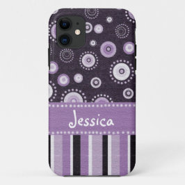Paarse Stippen & Strepen iPhone 11 Hoesje