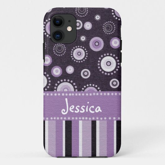 Paarse Stippen & Strepen Case-Mate iPhone Case (Achterkant)