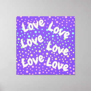 Paarse Stippen van liefde en regenboog Canvas Afdruk