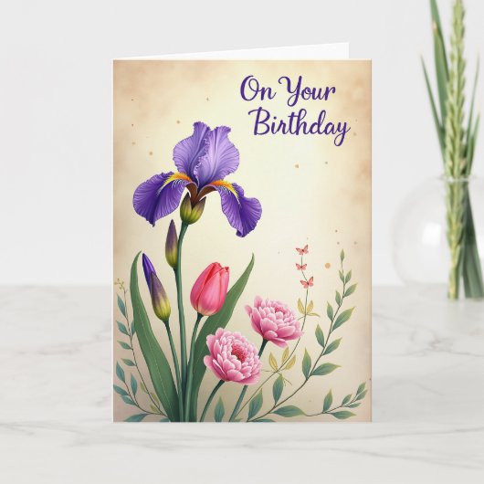 Paarse Stippenbloem Kaart (Voorkant)