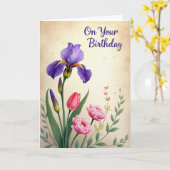Paarse Stippenbloem Kaart (Gele Bloem)