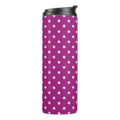 Paarse Stippenpatroon Groene Monogram Thermosbeker (Gedraaid links)