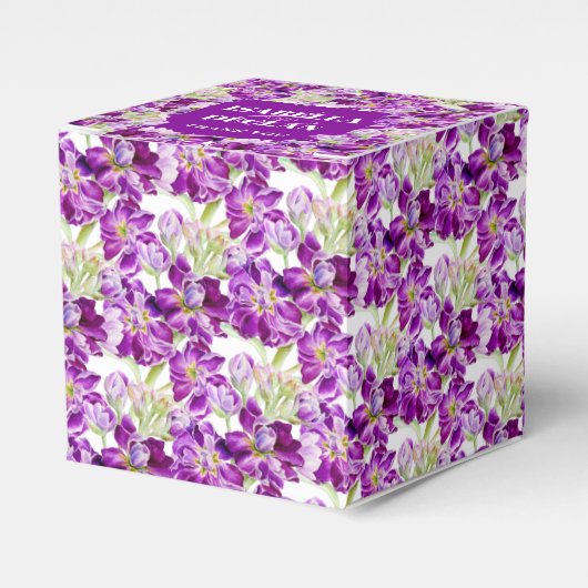 Paarse Stock Bloem waterverf Bloemen Bedankdoosjes (Voorkant Zijde)
