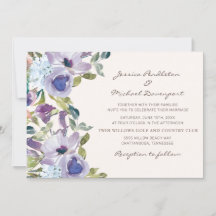 Paarse Stof Blauw Waterverf Bloem Bruiloft