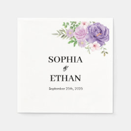 Paarse Stof Roze Bloemige Bruiloft Servet