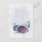Paarse stoffige blauwe bloemen bruiloft details informatiekaartje (Achterkant)