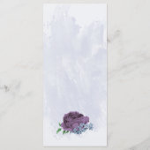 Paarse stoffige blauwe bloemen groene bladeren bru menu (Achterkant)