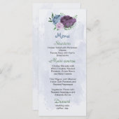 Paarse stoffige blauwe bloemen groene bladeren bru menu (Voorkant / Achterkant)