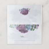 Paarse stoffige blauwe bloemen groene bladeren bru plaatskaartje (Buitenkant ongevouwen)