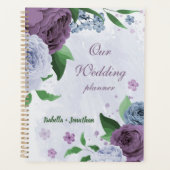 Paarse stoffige blauwe bloemenbruiloft planner (Voorkant)