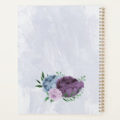 Paarse stoffige blauwe bloemenbruiloft planner (Achterkant)