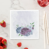 Paarse stoffige blauwe bloemenbruiloft servet (Insitu)