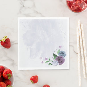 Paarse stoffige blauwe bloemenbruiloft servet