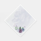 Paarse stoffige blauwe bloemenbruiloft servet (Hoek)