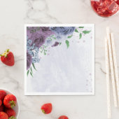 Paarse stoffige blauwe bloemenbruiloft servet (Insitu)